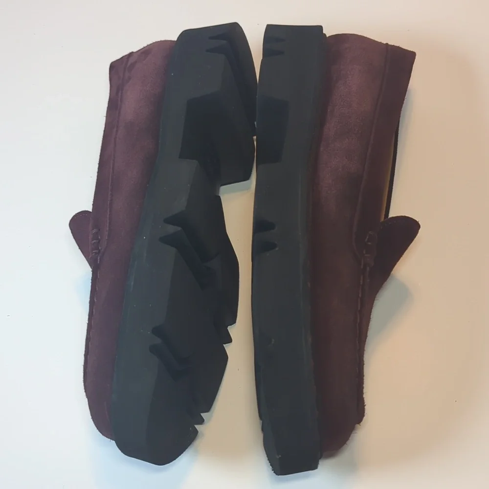 Aquatalia Suede Loafers Burgundy With Black Sole Size 9.5 - Picture 7 of 9